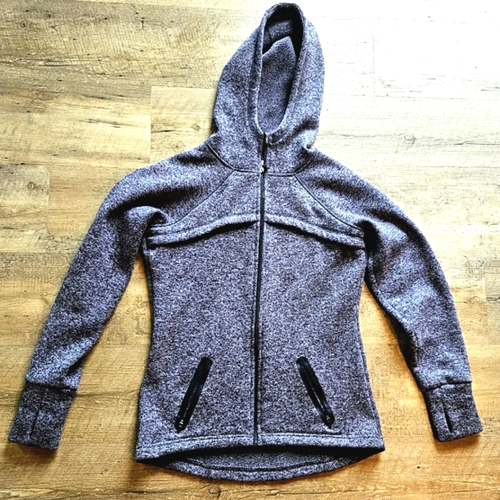 Women's Charcoal Gray Black Zip Up Hoodie With Pockets and Thumb Holes | XS